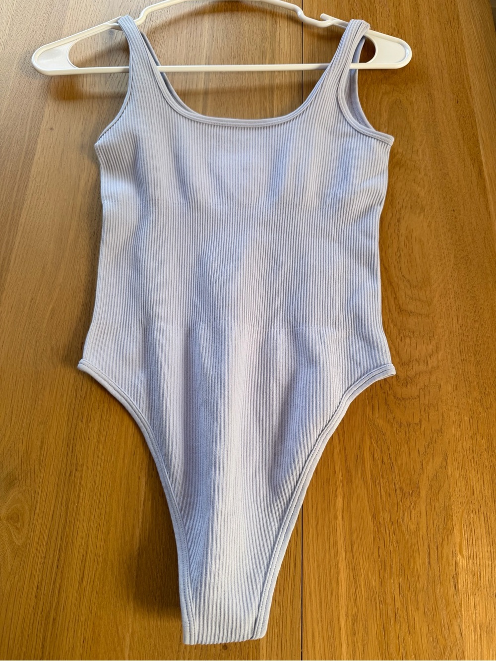 Womens Light Lavender Ribbed One-Piece Swimsuit